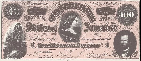 Bank Note. A Photograph of One Hundred Dollar Bank Note issued on February 17, 1864