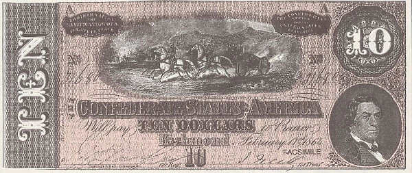 Bank Note. A Photograph of a Ten Dollar Bank Note issued on February 17, 1864