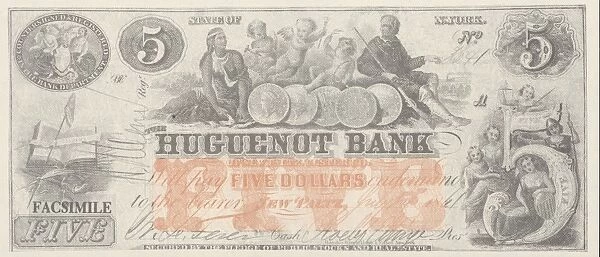 Bank Note. A Photograph of a Five Dollar Bank Note issued on July 14, 1861