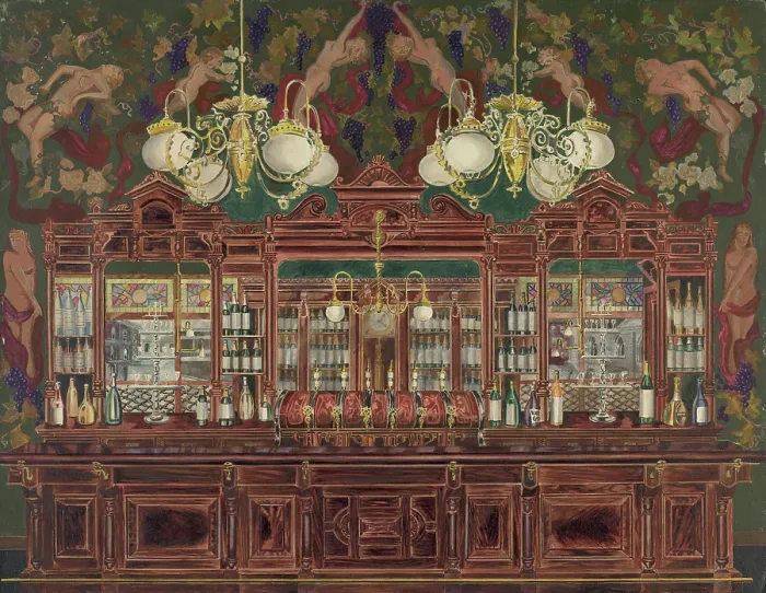 Framed Print : Bar, 1935 / 1942. Artist Perkins Harnly. (Photo by Heritage Art / Heritage Framed Print : Bar, 1935 / 1942. Artist Perkins Harnly. (Photo by Heritage Art / Heritage