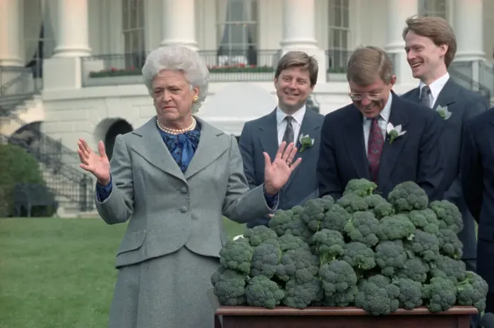 Framed Print : Barbara Bush Accepting Broccoli Framed Print : Barbara Bush Accepting Broccoli