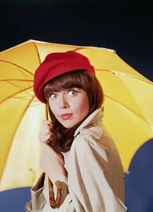: Barbara Feldon Posing with Umbrella : Barbara Feldon Posing with Umbrella