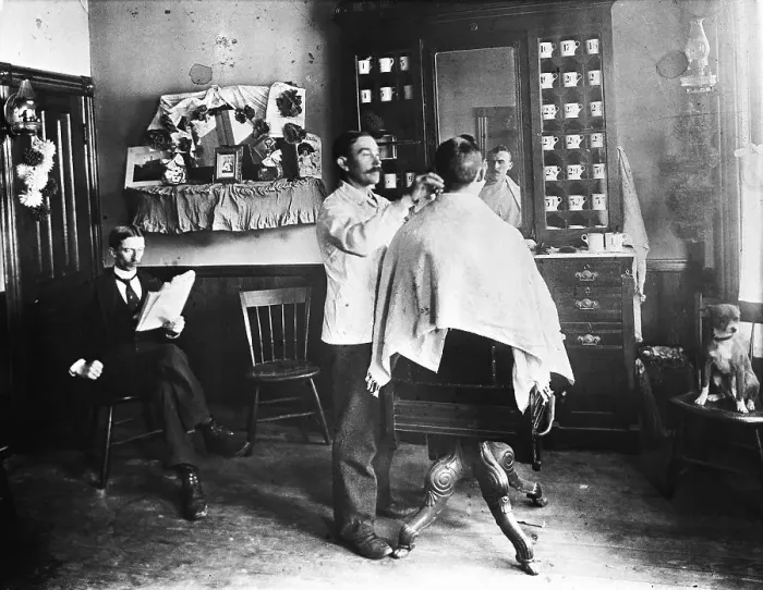 Framed Print : Barber Cutting Hair