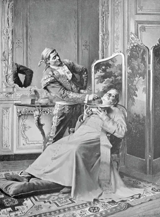 Framed Print : Barber Shaving Figaro