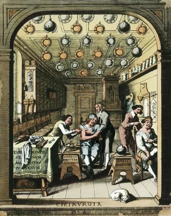 Framed Print : Barber-Surgeon In Office Bloodletting;Il Framed Print : Barber-Surgeon In Office Bloodletting;Il