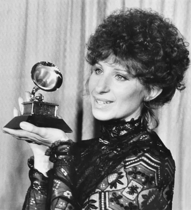 Framed Print : Barbra Streisand with Grammy