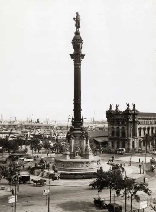 Framed Print : Barcelona. The Monument a Colon, a monument to Christopher Columbus by Framed Print : Barcelona. The Monument a Colon, a monument to Christopher Columbus by