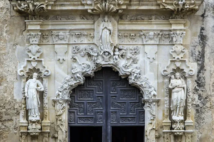 Framed Print : The Baroque Facade of San Jose Mission Framed Print : The Baroque Facade of San Jose Mission