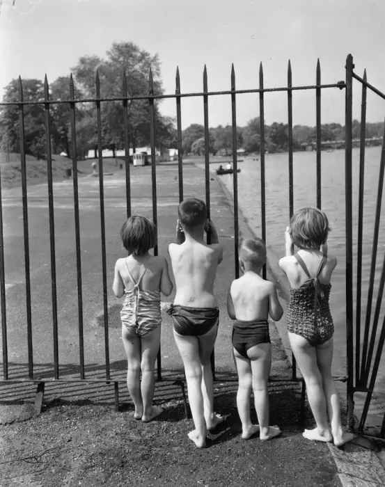 Framed Print : Barred Bathers Framed Print : Barred Bathers