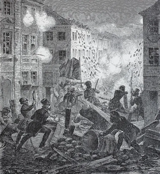 Framed Print : Barricade fight in front of the Koellnischen Rathaus in Berlin, Germany, 1848-1849, Historic, digitally restored reproduction of a 19th century original, exact original date unknown Framed Print : Barricade fight in front of the Koellnischen Rathaus in Berlin, Germany, 1848-1849, Historic, digitally restored reproduction of a 19th century original, exact original date unknown