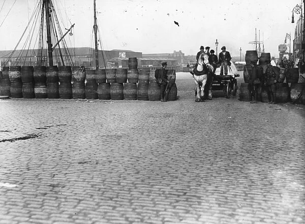 Barrier. May 1916: A horse and cart being allowed through the barrier of