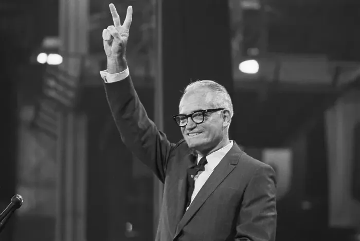 Framed Print : Barry Goldwater Giving Victory Sign Framed Print : Barry Goldwater Giving Victory Sign