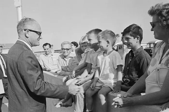 Framed Print : Barry Goldwater Shaking Hands with Children