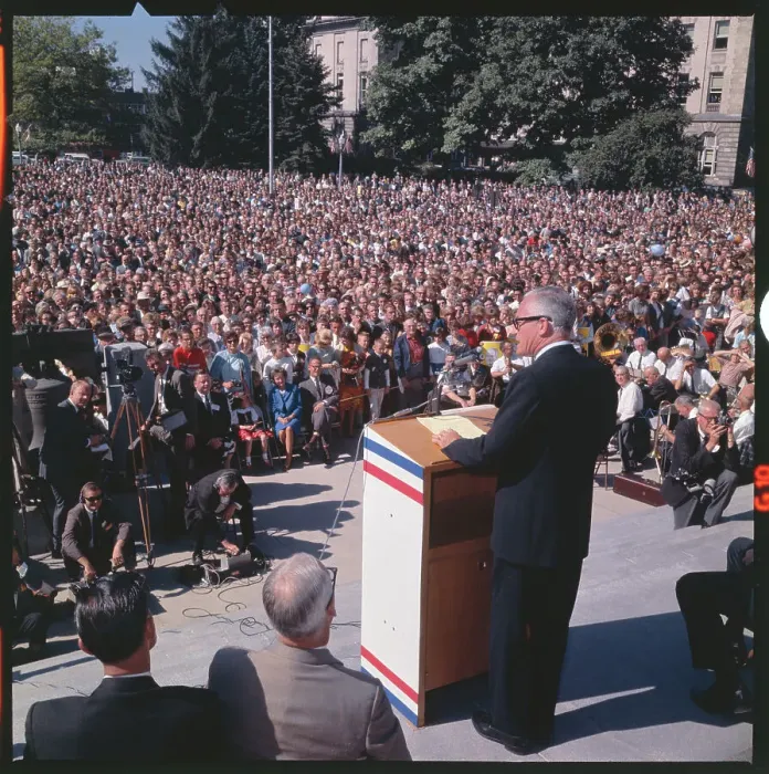 Framed Print : Barry Goldwater Speaking to a Crowd Framed Print : Barry Goldwater Speaking to a Crowd