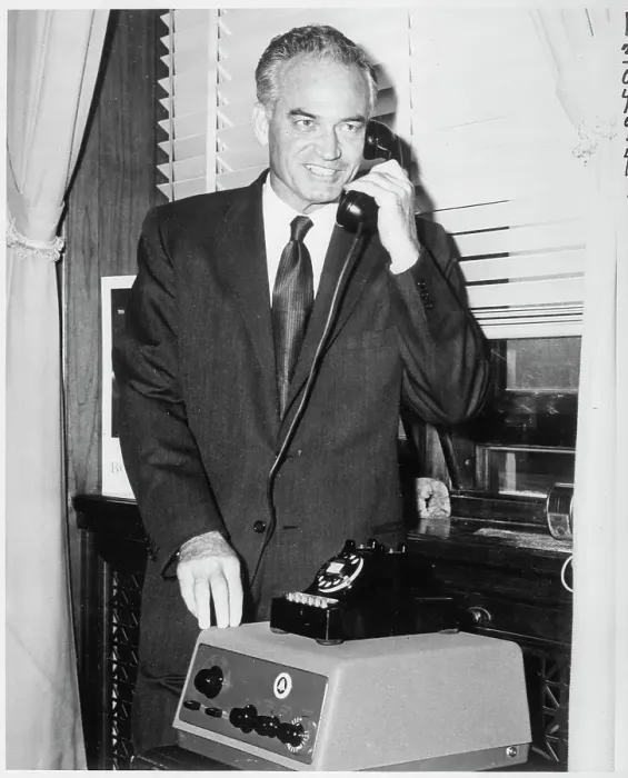 Framed Print : Barry Goldwater Talking on the Telephone Framed Print : Barry Goldwater Talking on the Telephone