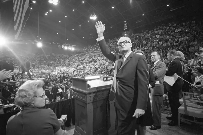 Framed Print : Barry Goldwater Waving to Crowd Framed Print : Barry Goldwater Waving to Crowd