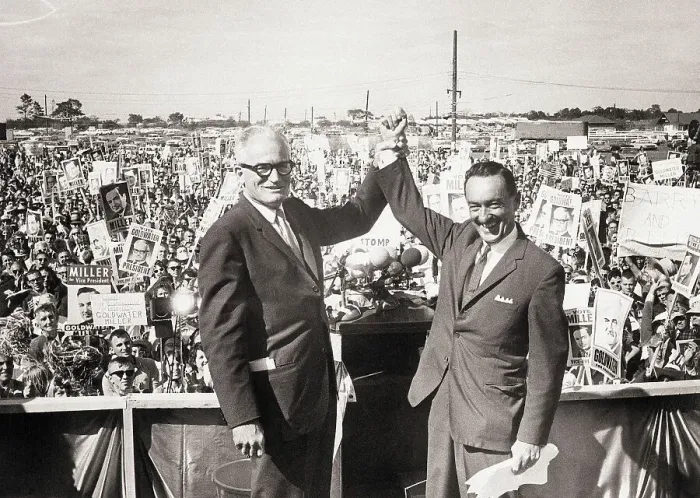 Framed Print : Barry Goldwater and William Miller at Rally