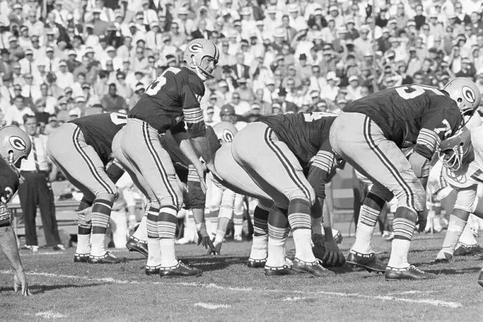 Framed Print : Bart Starr Set to Receive Football Snap Framed Print : Bart Starr Set to Receive Football Snap