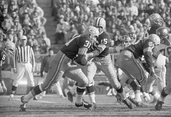 Framed Print : Bart Starr Shown Handing Football Off Framed Print : Bart Starr Shown Handing Football Off