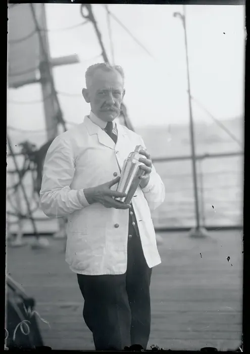 Framed Print : Bartender Holding Flask Outdoors Framed Print : Bartender Holding Flask Outdoors