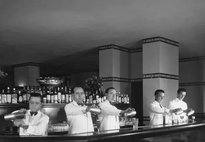 Framed Print : Bartenders Mixing Drinks During Competition