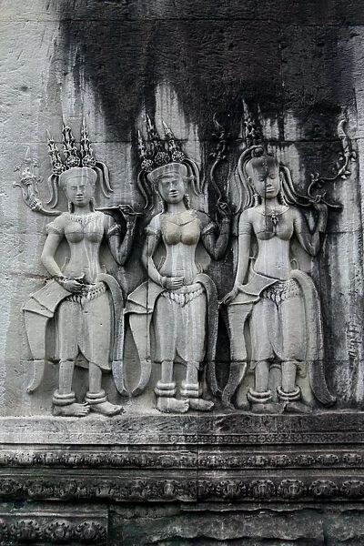 Bas-relief at Angkor Wat temple in Cambodia