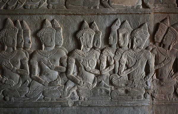 Bas-Relief carvings at Angkor Wat, Siem Reap, Cambodia