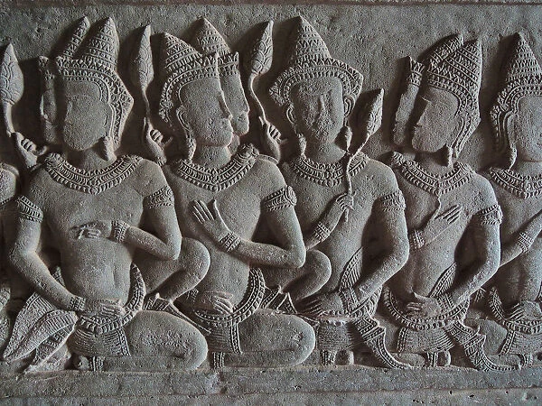 Bas-Relief carvings at Angkor Wat, Siem Reap, Cambodia