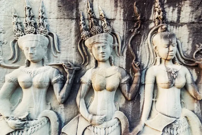 Framed Print : Bas relief carvings, Angkor Wat temple Framed Print : Bas relief carvings, Angkor Wat temple