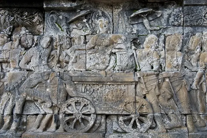 Framed Print : Detail in Bas-relief Carvings Depicting Scenes from Life of Buddha, Borobudur, Java, Indonesia Framed Print : Detail in Bas-relief Carvings Depicting Scenes from Life of Buddha, Borobudur, Java, Indonesia