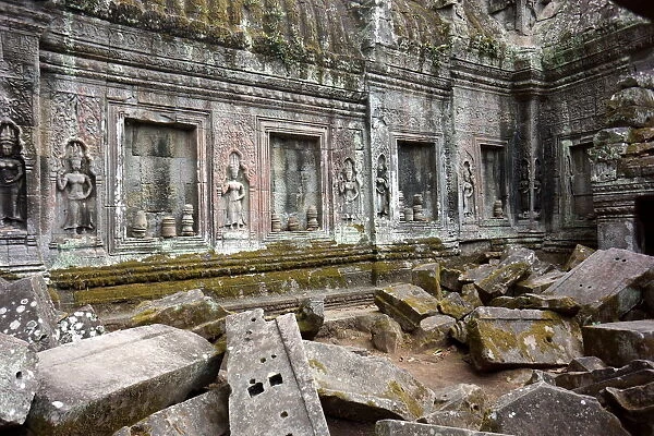 Bas relief carvings of temple ruins
