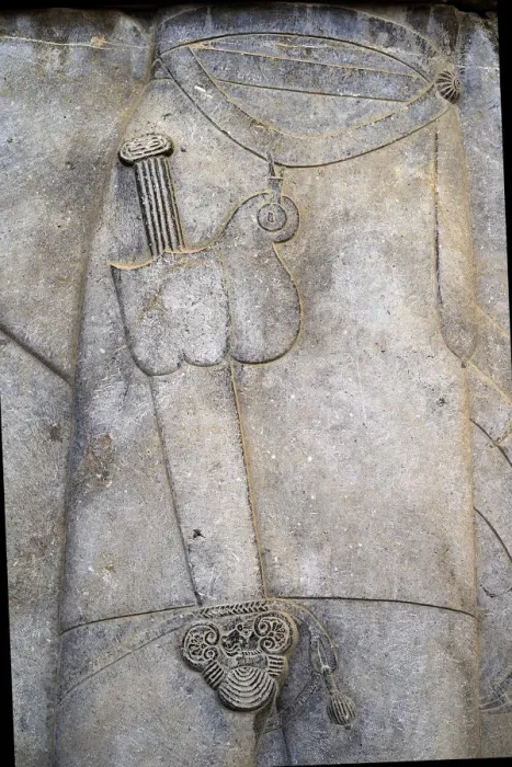 Framed Print : Bas-relief of a decorated scabbard, Persepolis Framed Print : Bas-relief of a decorated scabbard, Persepolis