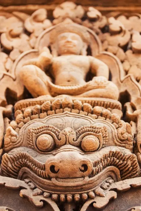 Framed Print : Bas relief of a Kala, Banteay Srei