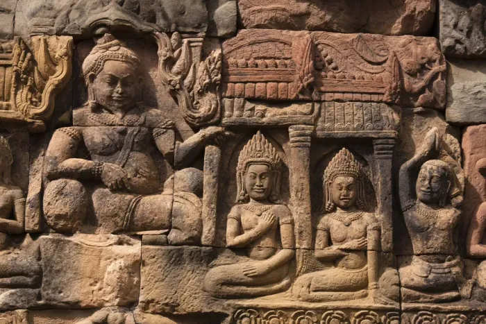 Framed Print : Bas-relief at the Terrace of the Leper King, Elephant Terrace, Angkor Thom, Siem Reap, Cambodia Framed Print : Bas-relief at the Terrace of the Leper King, Elephant Terrace, Angkor Thom, Siem Reap, Cambodia