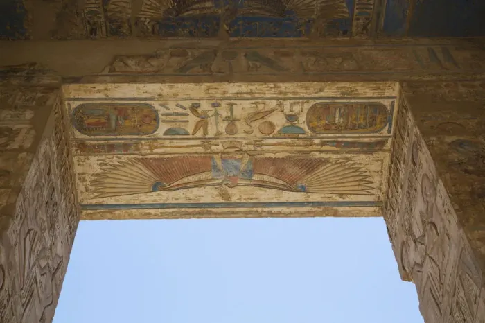 Framed Print : Bas-relief of Vulture on Lintel, Medinet Habu (Mortuary Temple of Ramses III), West Bank Framed Print : Bas-relief of Vulture on Lintel, Medinet Habu (Mortuary Temple of Ramses III), West Bank