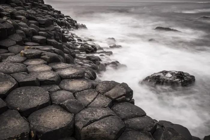 Framed Print : Basaltic rocks on the shore with waves, Giants Causeway, Coleraine, Northern Ireland, United Kingdom, Europe Framed Print : Basaltic rocks on the shore with waves, Giants Causeway, Coleraine, Northern Ireland, United Kingdom, Europe