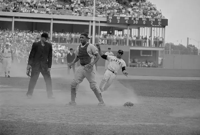Framed Print : Baseball Action at Shea Stadium