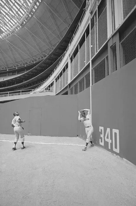 Framed Print : Baseball Action Against Stadium Wall at Houston Astrodome Framed Print : Baseball Action Against Stadium Wall at Houston Astrodome