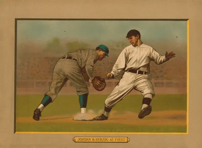 Framed Print : Baseball Card Titled Jordan And Herzog At First Framed Print : Baseball Card Titled Jordan And Herzog At First