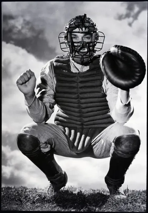 Framed Print : Baseball Catcher Awaiting the Ball Framed Print : Baseball Catcher Awaiting the Ball