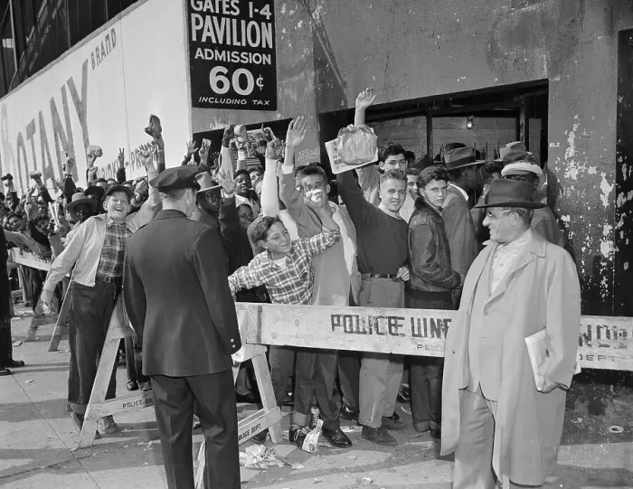 Framed Print : Baseball Fans in Line for Bleacher Seats Framed Print : Baseball Fans in Line for Bleacher Seats