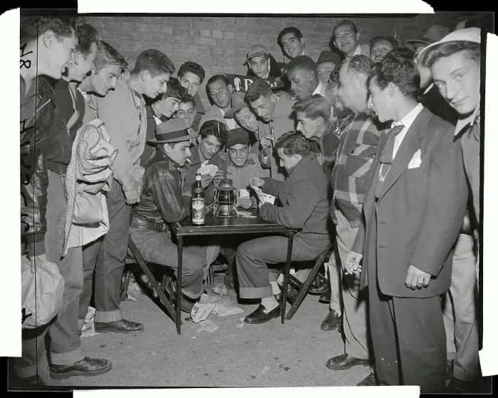 Framed Print : Baseball Fans Outside Playing Cards