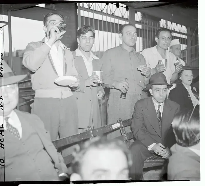 Framed Print : Baseball Fans Standing Having Hot Dogs and Cokes Framed Print : Baseball Fans Standing Having Hot Dogs and Cokes