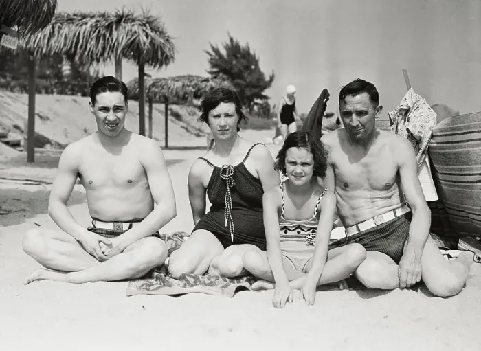 Framed Print : Baseball Favorite Bob Feller and family Members on Beach Framed Print : Baseball Favorite Bob Feller and family Members on Beach
