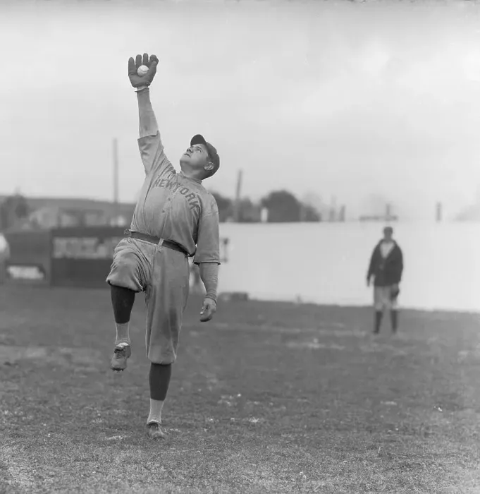 Framed Print : Baseball Great Babe Ruth Going up for Catch Framed Print : Baseball Great Babe Ruth Going up for Catch