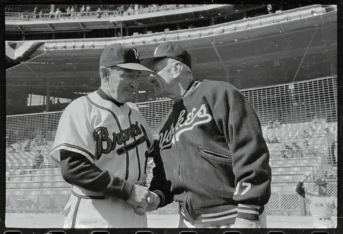 Framed Print : Baseball Greats Casey Stengel Talking with Fred Haney