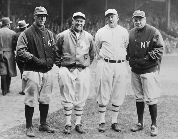 Framed Print : Baseball Greats Posing on Field Framed Print : Baseball Greats Posing on Field