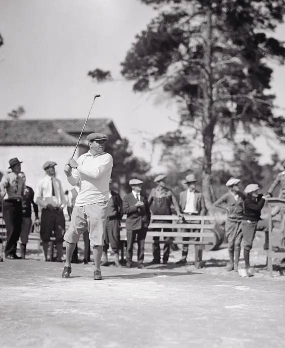 Framed Print : Baseball Legend Babe Ruth Playing Golf Framed Print : Baseball Legend Babe Ruth Playing Golf
