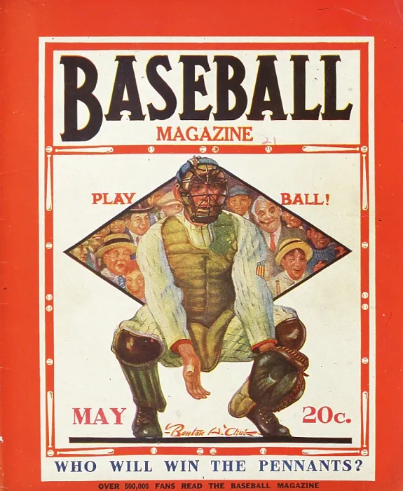 Framed Print : Baseball Magazine Cover With A Catcher In Action Framed Print : Baseball Magazine Cover With A Catcher In Action