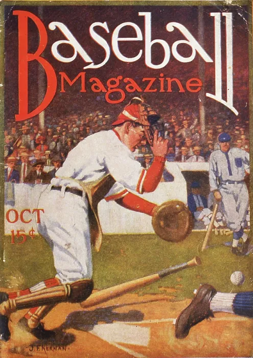 Framed Print : Baseball Magazine Cover With A Catcher In Action